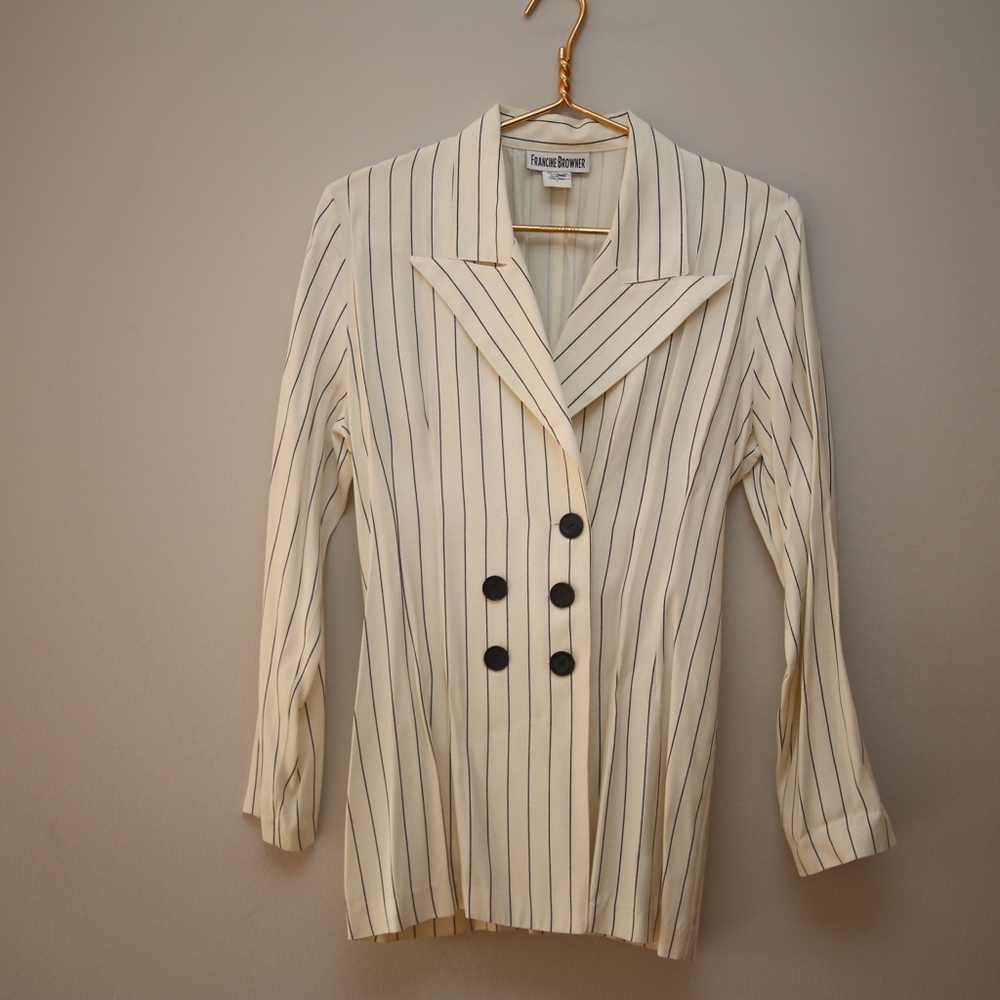 Francine Browner White Pinstripe Blazer Sz 2
